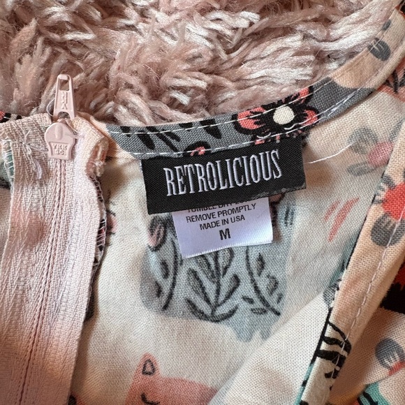 Retrolicious ModCloth Pink Cat Novelty Print Dress Size Medium - Picture 4 of 5